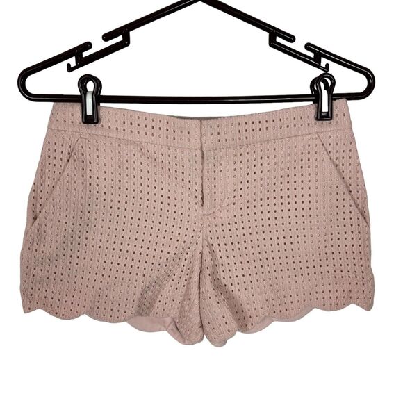 Club Monaco Dusty Pink Eyelet Shorts Scalloped Edge Women's Size 00 - Picture 2 of 7